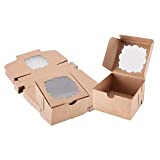 Sharlity 50 Pack Bakery Boxes with Window Pastry boxes Dessert boxes Treat boxes Cookie Boxes for Gift Giving 4x4x2.5 inches (Brown)