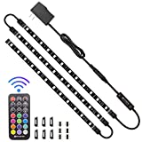 HitLights LED Strip Lights 3 Pre-Cut 12Inch/36Inch LED Light Strip Flexible Color Changing 5050 LED Accent Kit with RF Remote, Power Supply, and Connectors for TV, Home, DIY Decoration