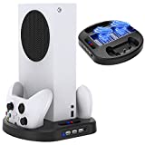 Vertical Charging Stand for Xbox Series S Controllers with Cooling Fan, MENEEA Charger Dock Station with LED Indicator and 3 USB Hubs