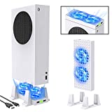 Cooling Fan Stand for Xbox Series S Console, MENEEA Double Cooling Fan Vertical Accessories with Type-C Input Port, 3 Levels Adjustable Fans Rotate Speed and Data Transmission Ports