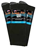 Loose Fit Stays Up Men's and Women's Casual Crew Socks (Pack of 3) Made in USA! Cushioned Sole (Medium, Black)