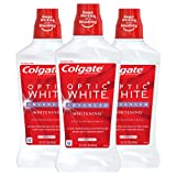 Colgate Optic White Alcohol Free Whitening Mouthwash, 2% Hydrogen Peroxide, Fresh Mint - 946mL, 32 Fluid Ounce (3 Pack)