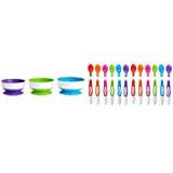 Munchkin Stay Put Suction Bowl, 3 Pack with Soft-Tip Infant Spoons, 12 Pack