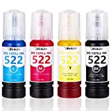 Xcinkjet Compatiable 522 T522 Refilled Ink Bottle Kit for EcoTank ET-4700 ET-2720 ET-1110 ET-2710（Regular Refilled Ink）