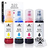 522 Ink Bottles L&C 522 Ink Bottle Refill Compatible for EcoTank ET-2720 ET-4700 Ink