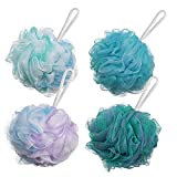 AmazerBath Shower Bath Sponge 60g Shower Loofahs Balls for Body Wash Men Women Bathroom-4 Pack (Flower Color)