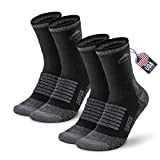 Samsox 2-Pair Merino Wool Hiking Socks, Made in USA, Black S/M (Men 6-9.5 / Women 7.5-11)