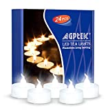 AGPtEK Timer Tea Lights,24 Pack Flameless Timer LED Candles Battery-Operated Tealight Candles No Flicker Long Lasting Tealight with Auto On/Off for Wedding Holiday Party Home Decoration (Cool White)