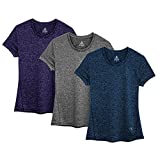 icyzone Workout Running Tshirts for Women - Fitness Athletic Yoga Tops Exercise Gym Shirts (Pack of 3) (XL, Royal Blue/Purple/Charcoal)