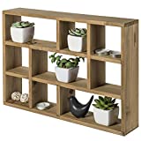 MyGift 15-Inch Wall-Mounted (Vertical or Horizontal) 9-Slot Rustic Wood Floating Shelves/Freestanding Shadow Box, Brown