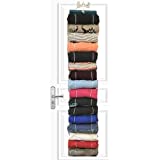 The Roll Keeper - Closet Storage and Organization - Hanging Closet System - Smart Closet Space Saver for T-Shirts & Leggings – Holds 16 - OW -Three