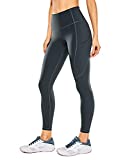 CRZ YOGA Women's Naked Feeling Workout Leggings 25 Inches - High Waisted Yoga Pants with Side Pockets Athletic Running Tights Melanite XX-Small