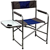 Portal Steel Frame Folding Outdoor Director's Camping Chair with Side Table, Blue/Grey