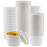 NYHI Paper Soup Storage Containers With Lids | 16 Ounce Insulated Take Out Disposable Food Storage Container Cups For Hot & Cold Foods | Eco Friendly To Go Soup Bowls With Vented Lid | 50 Pack