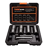 THINKWORK Twist Socket Set Lug Nut Remover Extractor Tool - 5-Piece Metric Bolt and Lug Nut Extractor Socket Tools