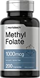 Methyl Folate 1000 mcg | 200 Capsules | 5-MTHF | Folic Acid Supplement | Non-GMO, Gluten Free Methylfolate | by Horbaach