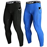 FUNGIK Compression Pants 2 Pack and Compression Shorts 3 Pack UV Protective Active Baselayer with Pockets for Workout Fitness