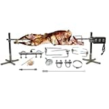 SpitJack CXB85 Pig, Whole Hog, Lamb BBQ Spit Roaster Rotisserie Kit. Electric 40W Motor, 60 Inch Spit Rod, All Stainless Trussing Hardware, Accessories. Portable Charcoal Barbecue or Outdoor Wood Fire