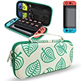 Switch case, DLseego Carrying Case Accessories Kit Compatible with Nintendo Switch, for New Leaf Crossing Design with 2 Pack Screen Protectors Holds up to 10 Game Cards Slots
