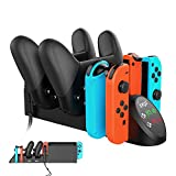 FastSnail Charging Dock Compatible with Nintendo Switch Pro Controllers and for Joy Cons & OLED Model for Joycon,Multifunction Charger Stand for Switch with 2 USB 2.0 Plug and 2.0 Ports