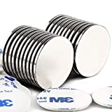 LOVIMAG Strong Neodymium Disc Magnets with Double-Sided Adhesive Powerful Rare Earth Magnets, Perfect for Fridge, DIY, Building, Scientific, Craft, and Office, 1.26 inch x 0.08 inch - Pack of 20