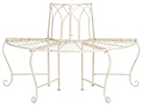 Safavieh PAT5018A Collection Abner Antique White Wrought Iron 45.75" Outdoor Garden Bench