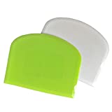 ALLTOP Bowl Spatula & Bench Scraper,Flexible Plastic Multipurpose Kitchen Pastry Cutter Tool,Food Scrappers for Bread Dough Baking Cake Fondant Icing,Set of 2 Pieces - White,Green