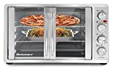 Elite Gourmet ETO4510BMDouble French Door 4-Control Knobs Countertop Convection Toaster Oven, Bake Broil Toast Rotisserie Keep Warm 14" Pizza Includes 2 Racks