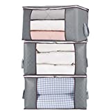 combocube 3Pcs Jumbo Zippered Storage Bag for Closet King Comforter, pillow, quilt, bedding, Clothes, Blanket Organizers with Large Clear Window & Carry Handles Space Saver