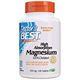 Doctor's Best High Absorption Magnesium Glycinate Lysinate, 100% Chelated, Non-GMO, Vegan, Gluten & Soy Free, 100 mg, 240 Count