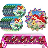 Little Mermaid Party Supplies, Decorations and Favors for Princess Ariel Birthday Party, Mermaid Paper Plates Napkins Table Cover for Girl’s Birthday Baby Shower Ocean Party