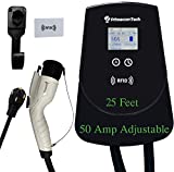 50 Amp - PRIMECOM.TECH Level-2 Smart Electric Vehicle Home Charging Station 220 Volt for Tesla and All EV Brands 30' Feet Length (25 Feet, NEMA 14-50p)