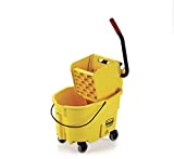 Rubbermaid Commercial WaveBrake 2.0 26 QT Side-Press Mop Bucket and Wringer, Yellow (FG748000YEL)