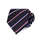 LUISDAN Stripe Tie Jacquard Woven Microfiber Formal Men's Neckties - Various Styles (Mickey Stripe)