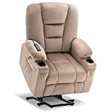 Mcombo Electric Power Lift Recliner Chair with Massage and Heat for Elderly, Extended Footrest, Hand Remote Control, Lumbar Pillow, Cup Holders, USB Ports, Fabric 7529 (Beige)