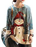 YESNO Ugly Christmas Sweater for Women Funny Snowman Graphic Printed Pullover Sweaters 3XL S01 CR121