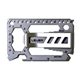 Lever Gear Toolcard Pro with Money Clip - 40 in 1 Credit Card Multitool. Sleek Minimalist Stainless Steel Wallet Multi Tool and Money Clip - Bead Blast Silver