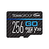 TEAMGROUP GO Card 256GB Micro SDXC UHS-I U3 V30 4K for GoPro & Action Cameras High Speed Flash Memory Card with Adapter for Outdoor, Sports, 4K Shooting TGUSDX256GU303