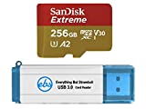 SanDisk 256GB Micro SDXC Memory Card Extreme Works with GoPro Hero 7 Black, Silver, Hero7 White UHS-1 U3 A2 Bundle with (1) Everything But Stromboli 3.0 Micro/SD Card Reader