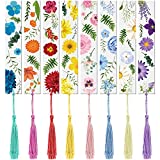 8 Sets Flower Acrylic Bookmarks Transparent Acrylic Bookmarks Cute Floral Bookmarks with Colorful Tassels for Women Teacher Kids Book Lovers, 8 Styles