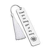 Thank You Gift for Women Mens Bookmark with Tassel for Book Lover Teacher Coworker Employee Appreciation Christmas Gifts for Teen Girls Kids to Best Friends Birthday Wedding Return Favors