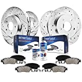 Detroit Axle - Front and Rear Drilled and Slotted Disc Rotors + Brake Pads Replacement for Acura MDX ZDX Honda Pilot - 10pc Set