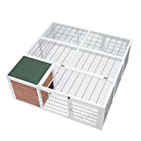 PawHut 64" Wooden Outdoor Rabbit Hutch Playpen Tortoise House Habitat with Run and Enclosed Cover