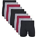 Gildan Men's Covered Waistband Boxer Briefs, Multipack, Black/Garnet/Graphite (10-Pack), Small