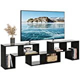DEVAISE 3 Pieces TV Console Stand, Modern Entertainment Center Media Stand, TV Table Storage Bookcase Shelf for Living Room, Black