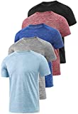Xelky 4-5 Pack Men's Dry Fit T Shirt Moisture Wicking Athletic Tees Exercise Fitness Activewear Short Sleeves Gym Workout Tops Black/LightGray/LightBlue/Red/DarkBlue L