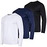 3 Pack: Mens Long Sleeve T-Shirt Mesh Workout Clothes Dry Fit Gym Crew Tee Casual Athletic Active Performance Casual Wicking Exercise Clothing Running Cool Sport Hiking Training Top UPF- Set 1, L