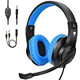 BlueFire Kids Headphones for Online School, Children, Teens, Boys, Girls, 3.5mm Stereo Over-Ear Gaming Headphone with Microphone and Volume Control Compatible with PS4, PS5, New Xbox One（Blue）