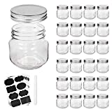 Mason Jars, Accguan glass jar 8OZ With Regular Lids and Bands(Silver), Ideal for Jam,Honey,Wedding Favors,Shower Favors,Baby Foods, 24 PACK