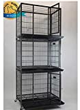 New 37" Homey Pet Stackable Open Top Heavy Duty Dog Pet Cage Kennel w/ Tray, Floor Grid, and Casters (3 Tiers)